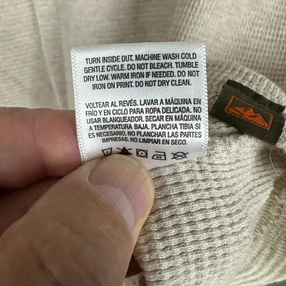 Northwest Men's T Shirt XLT, Beige, Thermal Waffle Knit, Long Sleeve Crewneck - Picture 8 of 9